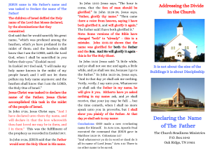 Declaring the name of the Father-addressing the divide in the church pg1